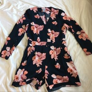 Navy Blue Floral Romper